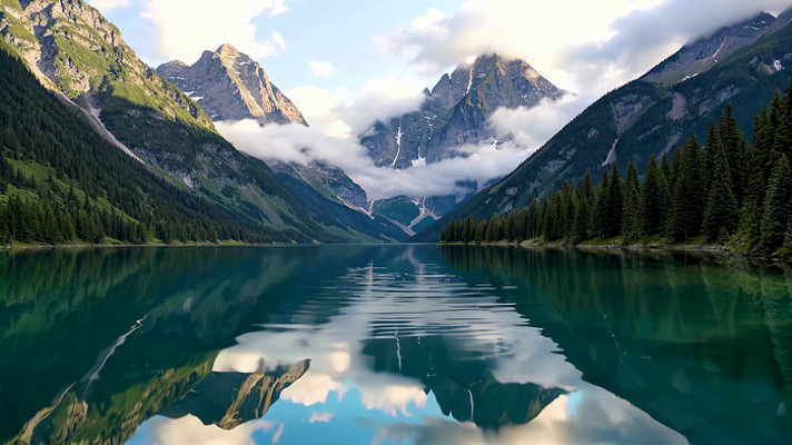 湖泊山脉森林自然风光 湖泊山脉森林自然风光