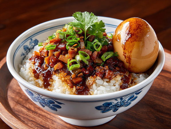 卤蛋酱菜盖饭食物中餐图片