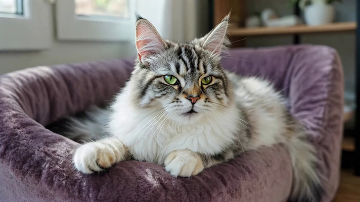 猫咪在窝里打哈欠特写 猫咪在窝里打哈欠特写