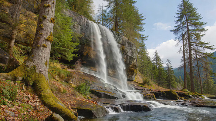 森林中的瀑布自然景观 森林中的瀑布自然景观