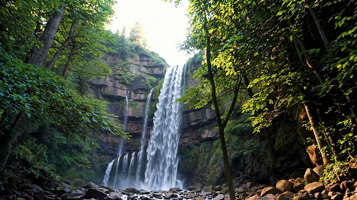 森林中的瀑布自然景观 森林中的瀑布自然景观