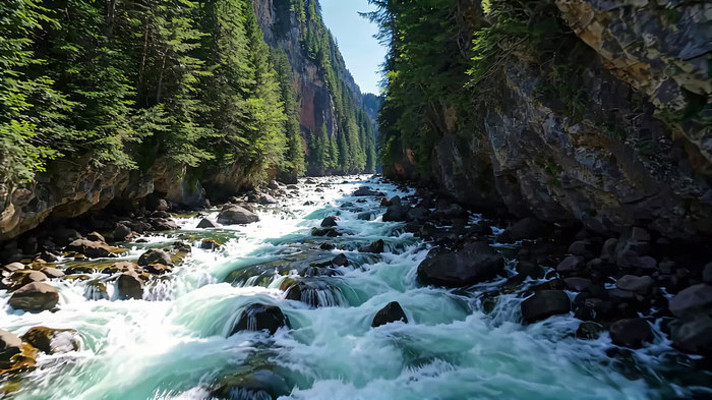 山间河流森林自然风光 山间河流森林自然风光