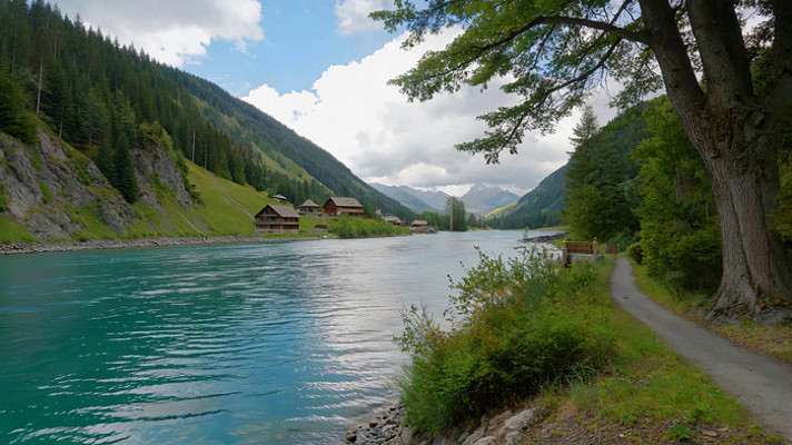 山间河流树林自然风景 山间河流树林自然风景