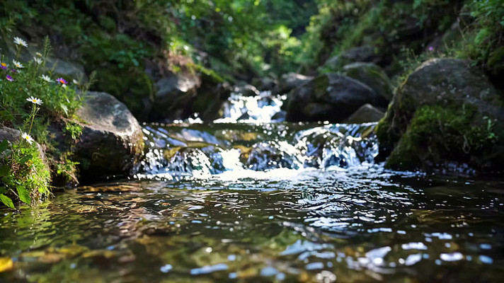 山间溪流潺潺流水画面 山间溪流潺潺流水画面