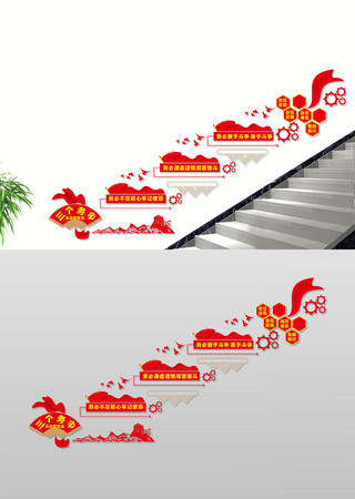 三个务必宣传党建楼梯文化墙