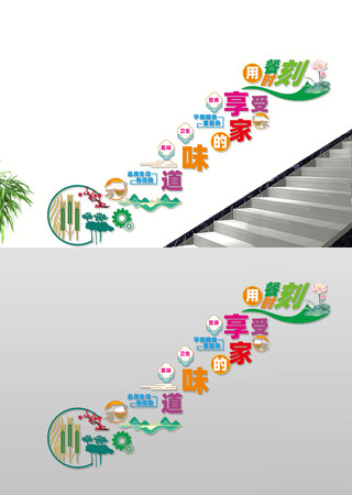 用餐享家的味道餐厅楼梯文化墙