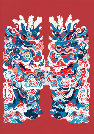 神兽主题的传统风格彩绘 神兽主题的传统风格彩绘