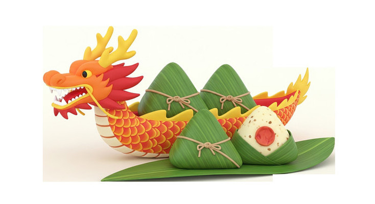 3D卡通端午安康龙舟与粽子 3D卡通端午安康龙舟与粽子