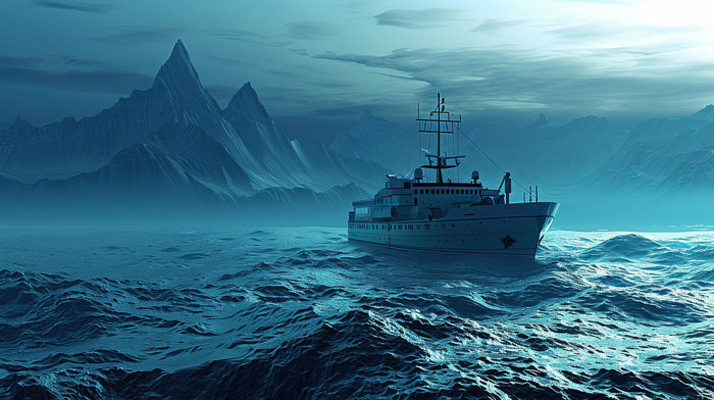 3D渲染汹涌海上行驶的油轮