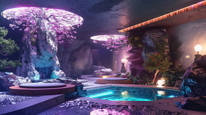 3D赛博朋克风休闲洗浴中心