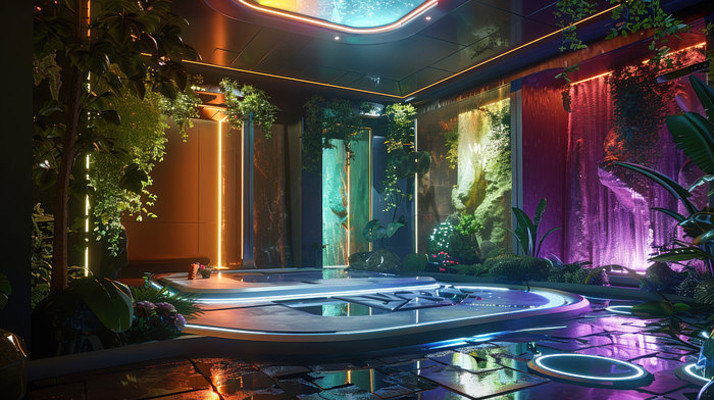 3D赛博朋克风休闲洗浴中心