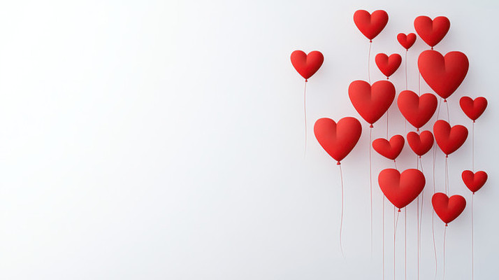 白色背景上的红色爱心气球 白色背景上的红色爱心气球