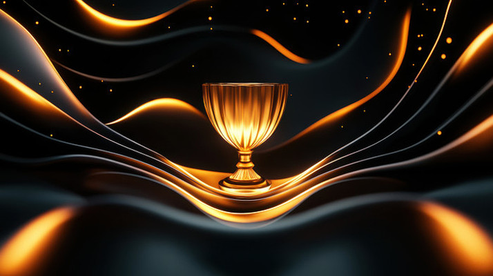颁奖背景素材金色光影中的奖杯 颁奖背景素材金色光影中的奖杯