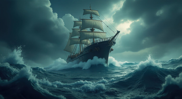 暴风雨海域上的幽灵船 暴风雨海域上的幽灵船