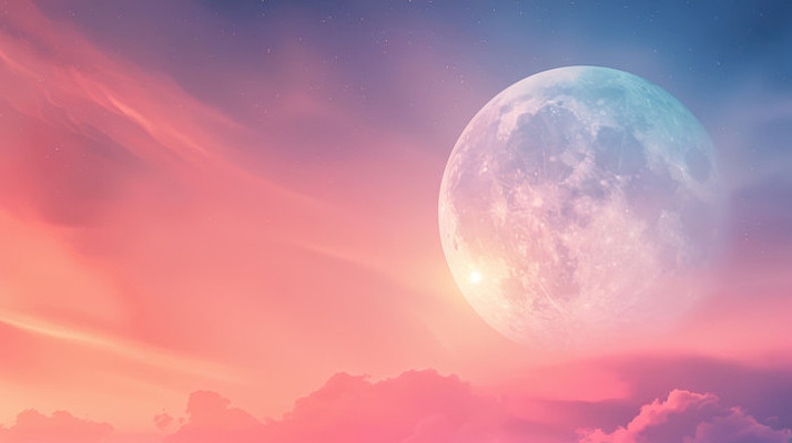 彩色云彩和月球 彩色云彩和月球