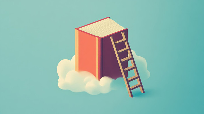 成功概念插图书本上的梯子 成功概念插图书本上的梯子