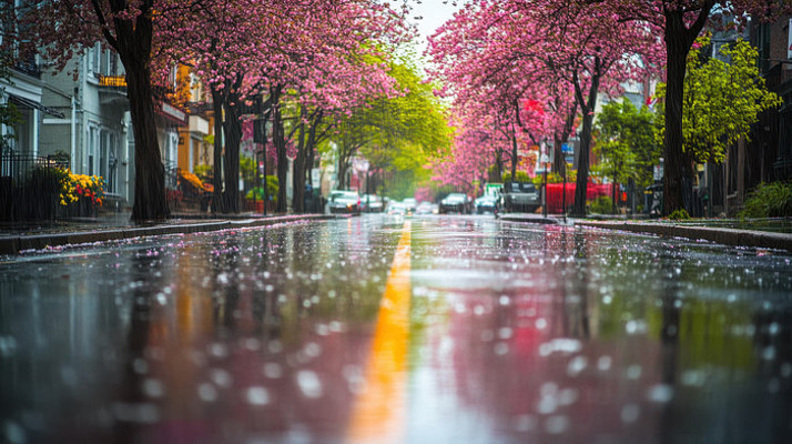 春日细雨樱花路 春日细雨樱花路