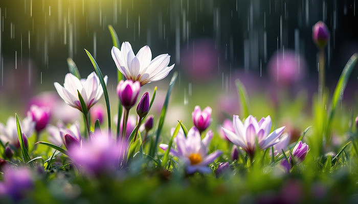 春雨润泽下的花朵 春雨润泽下的花朵