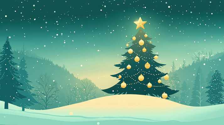 冬日雪景下的圣诞树 冬日雪景下的圣诞树