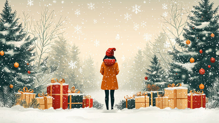 冬日雪景中的女孩 冬日雪景中的女孩