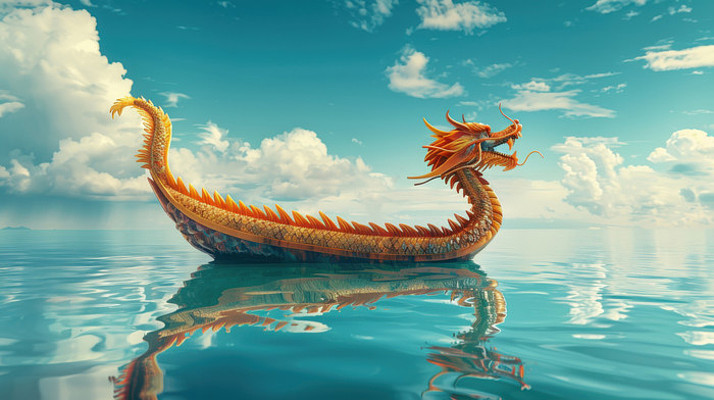 端午节插图水面上的龙舟 端午节插图水面上的龙舟