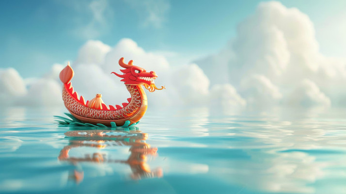 端午节插图水面上的龙舟 端午节插图水面上的龙舟