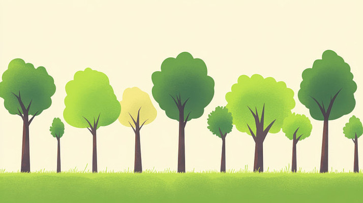 儿童卡通插图绿色森林背景