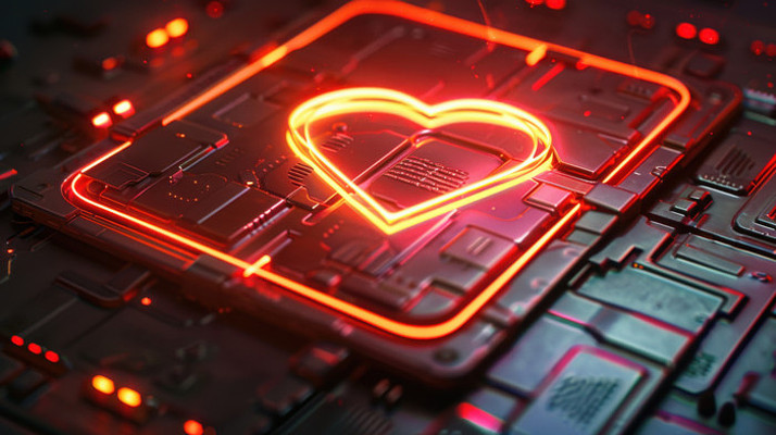 发着红光的爱心