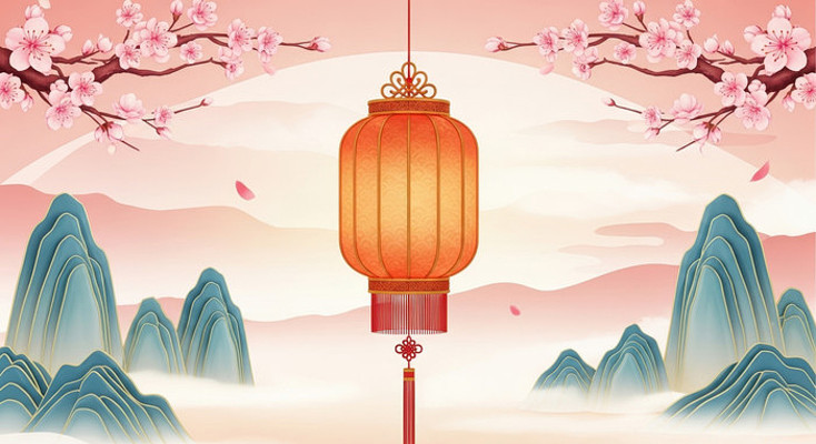 国风灯笼与山水意境