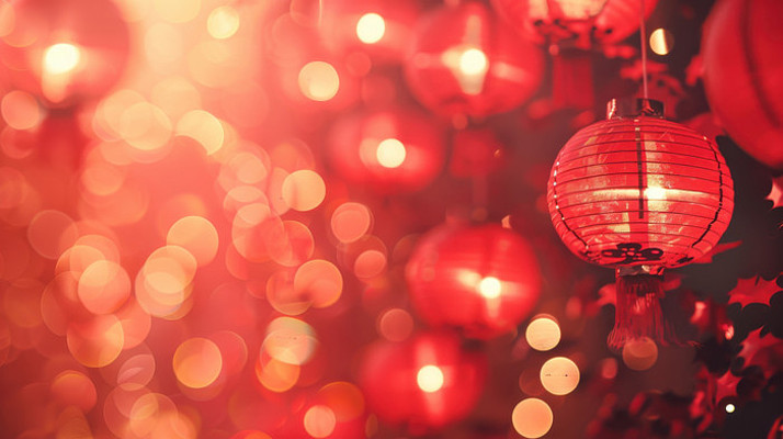 红色背景上的中国灯笼 红色背景上的中国灯笼