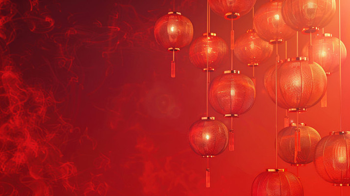 红色背景上的中国灯笼 红色背景上的中国灯笼