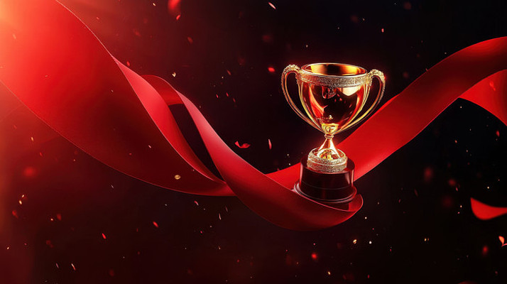 红色丝带中的闪耀奖杯 红色丝带中的闪耀奖杯