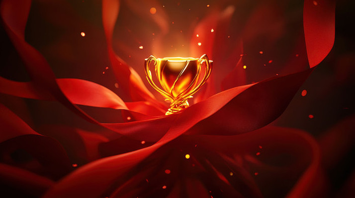红色丝带中的闪耀奖杯 红色丝带中的闪耀奖杯