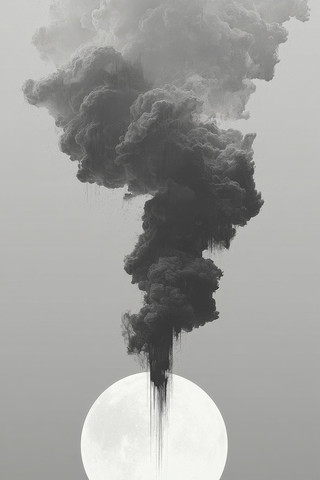 火山月亮与烟云奇幻景象 火山月亮与烟云奇幻景象