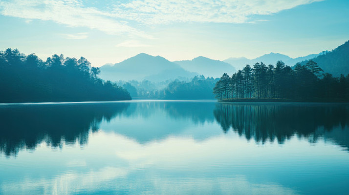简约山间湖泊的倒影 简约山间湖泊的倒影