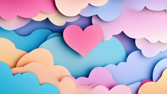 剪纸风格金桥云彩上的爱心 剪纸风格金桥云彩上的爱心