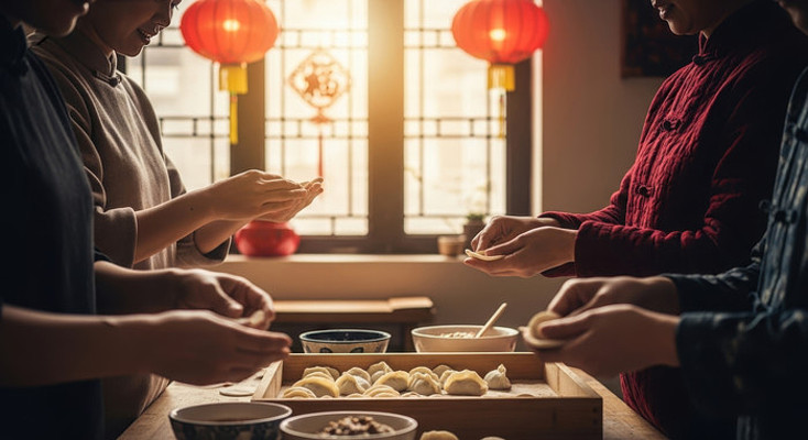 阖家团圆包饺子 阖家团圆包饺子