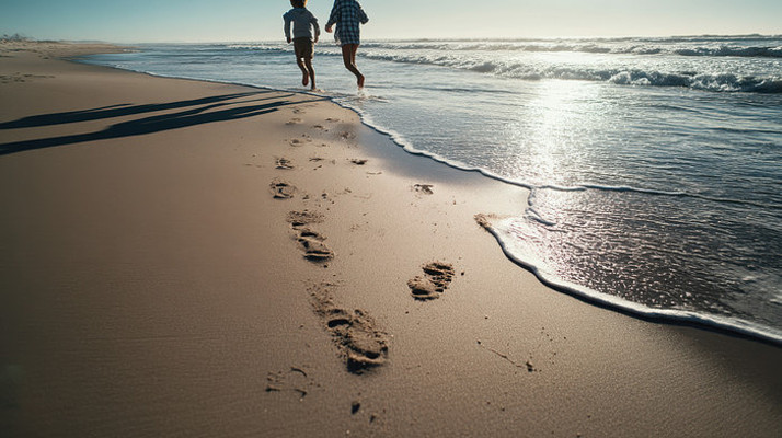 金色沙滩上的足迹 金色沙滩上的足迹