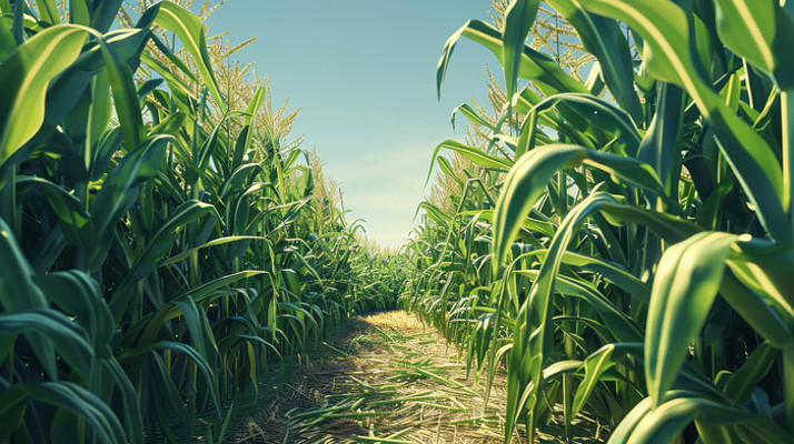 绿色玉米地中的小路 绿色玉米地中的小路