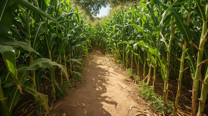 绿色玉米地中的小路 绿色玉米地中的小路