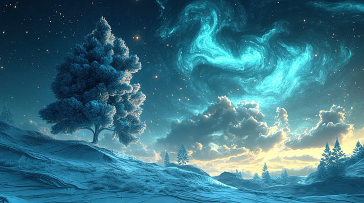 梦幻星空下的冰雪世界 梦幻星空下的冰雪世界