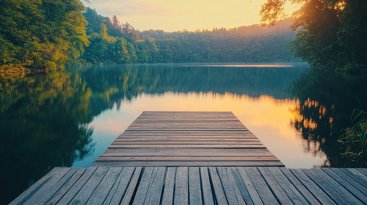 宁静的湖边木栈道 宁静的湖边木栈道