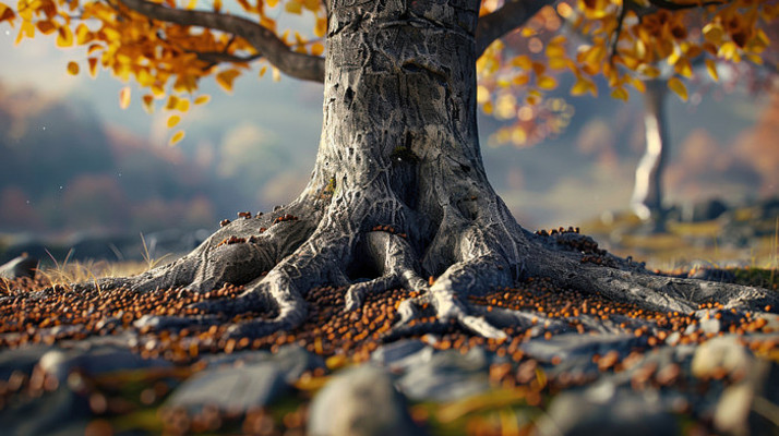 秋天的大树树根 秋天的大树树根