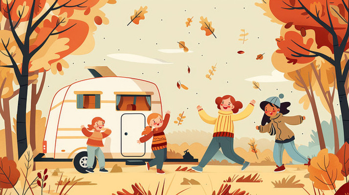 秋天在树木中玩耍插图