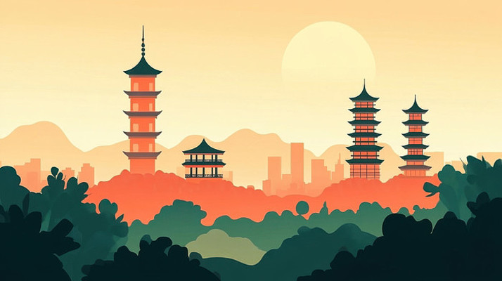 日出东方古城古塔 日出东方古城古塔