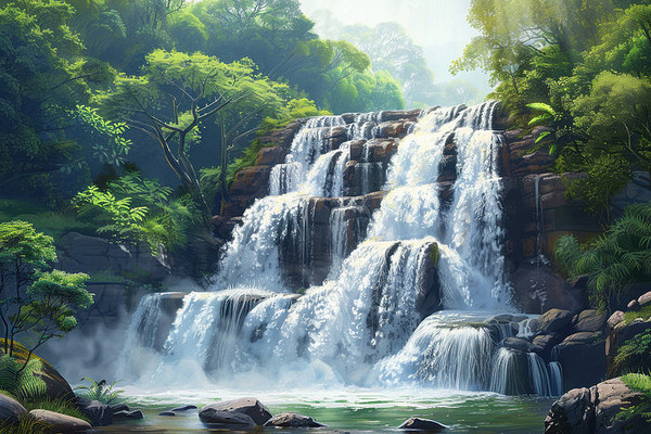 山谷中的瀑布 山谷中的瀑布