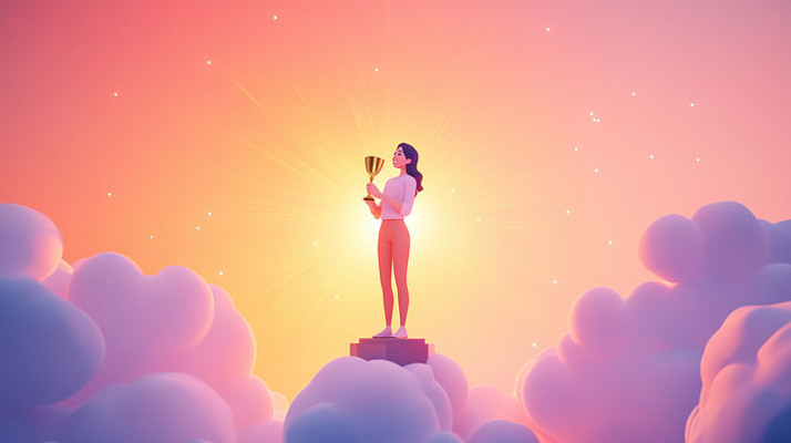 手抱奖杯的女性 手抱奖杯的女性