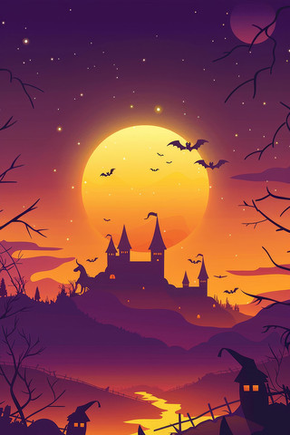 万圣节之夜的城堡插图