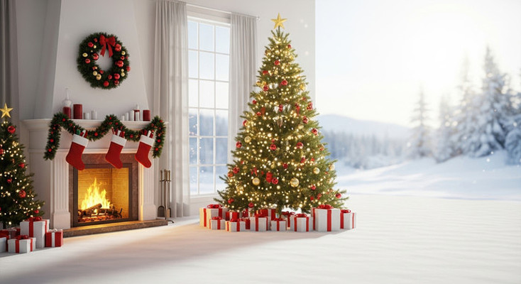 温馨壁炉与圣诞树 温馨壁炉与圣诞树
