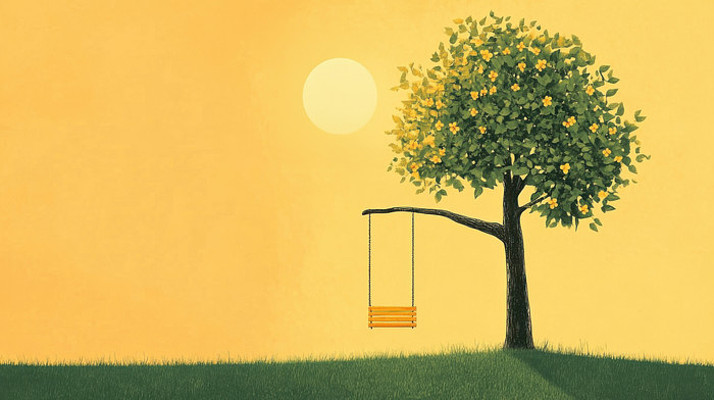 午后阳光下的秋千